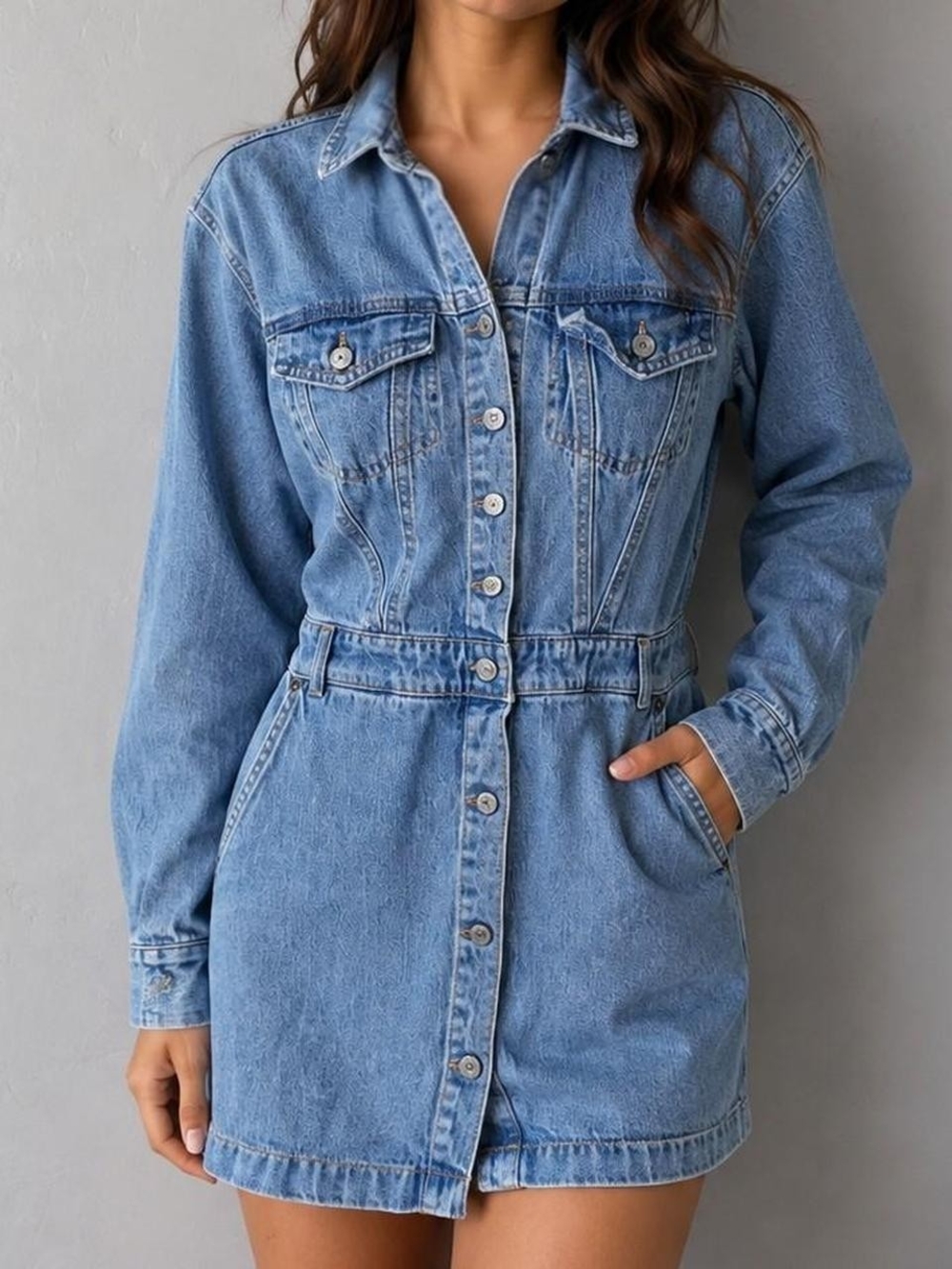 Y2k Abercrombie & Fitch long sleeve denim dress size XS